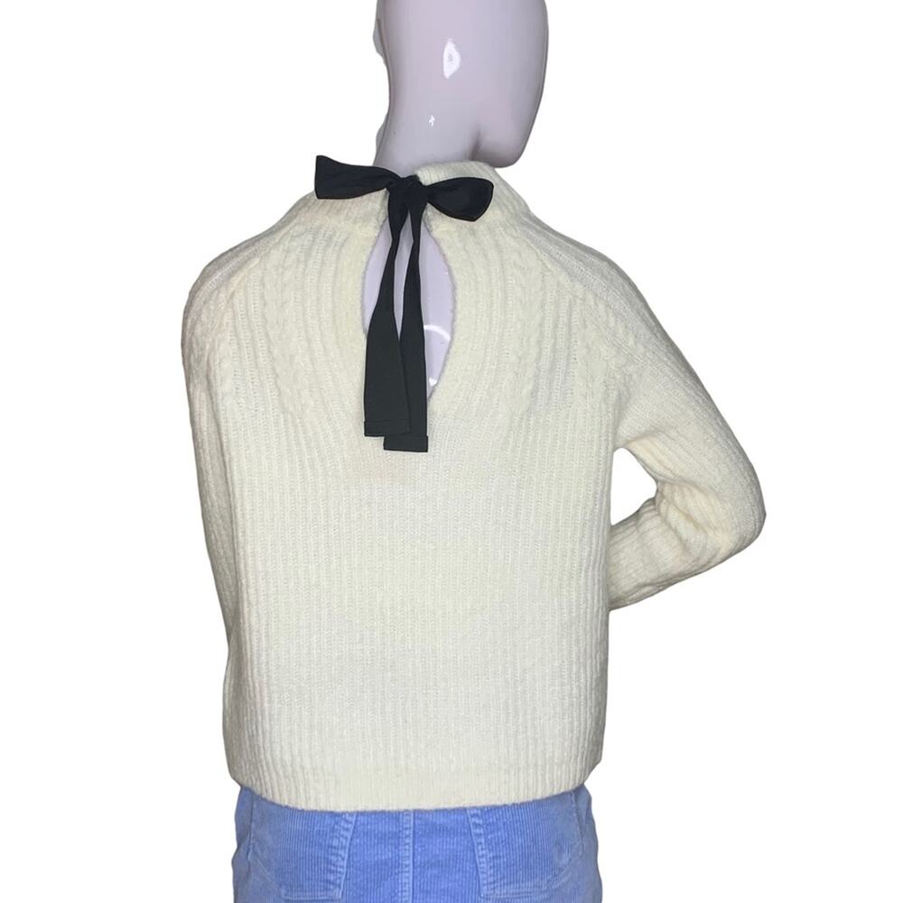 FRNCH Paris Fine Knit Long Sleeve Cream Bow Back Size S